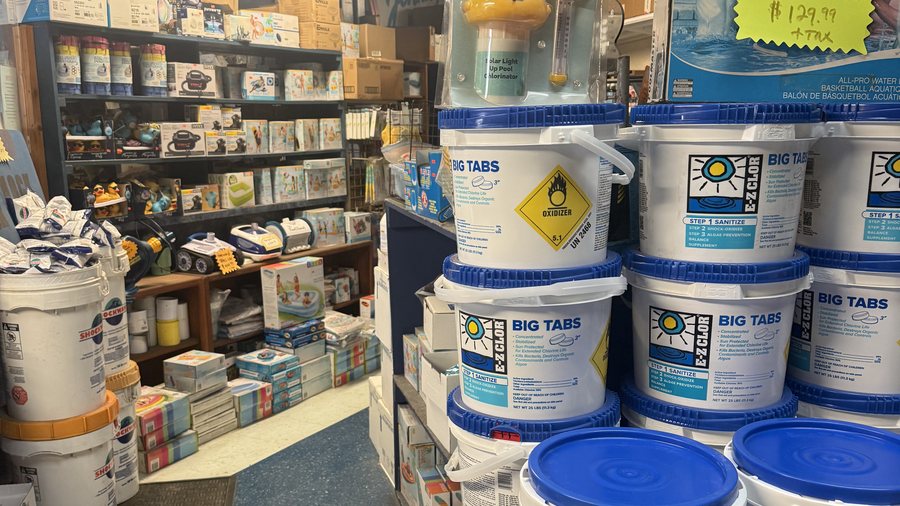 Chemicals and supplies stocked at the Covina store